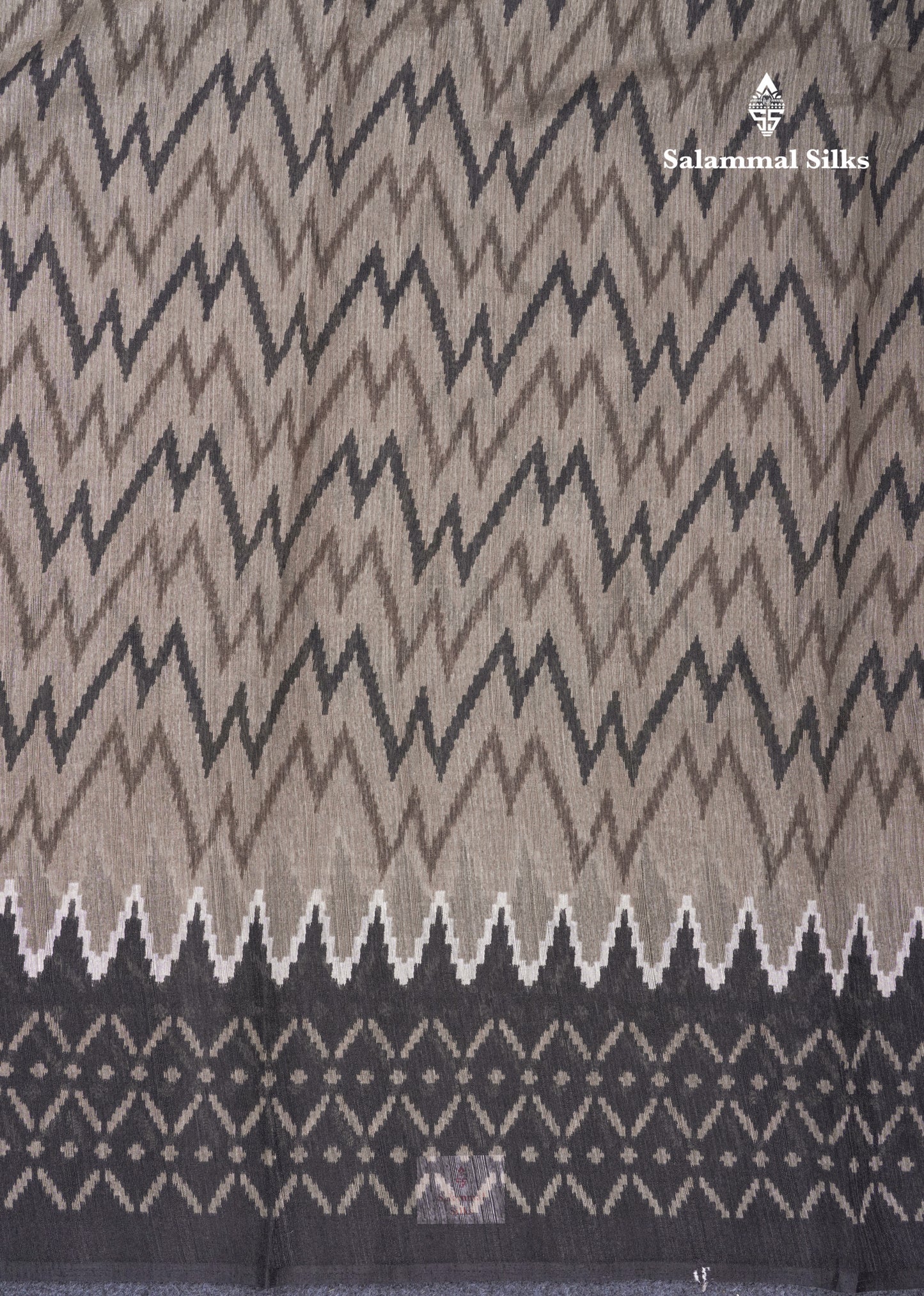 Light Brown Semi Tussar Fancy Saree With Contrast Black Border