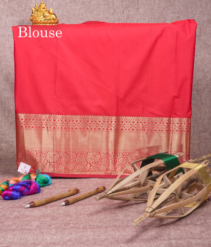 Semi Silk Pattu Pavadai (Half White) With Red Blouse  45"