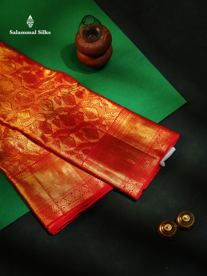 Red Beautiful Meenakari Work Grand Pure Kanjivaram Silk Saree With Self Border