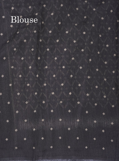 Light Brown Semi Tussar Fancy Saree With Contrast Black Border