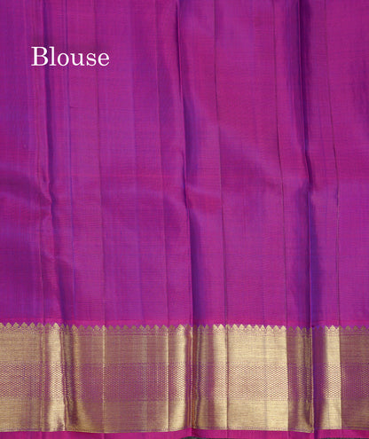 Beautiful Peacock Blue Bridal Pure Kanjivaram Silk Saree With Contrast Vadamalli Traditional Border