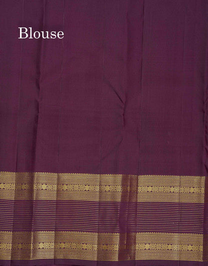 Pure Kanjivaram Silk Saree - Dual Tone Maroon Colour Body stripes With Contrast Dark Purple Border