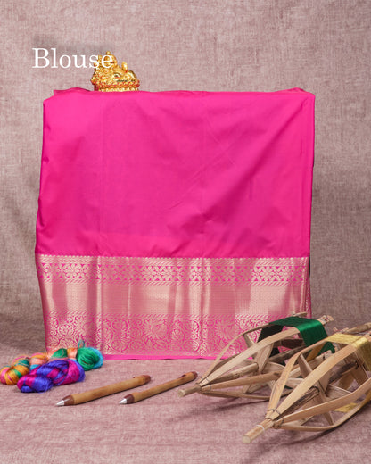Semi Silk Pattu Pavadai (Bottle Green) With Pink Blouse 45 "