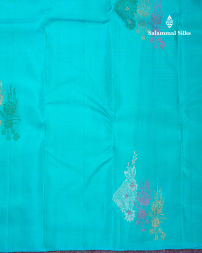 Beautiful Sapphire Blue Fancy Pure Kanjivaram Silk Saree With Contrast Pink Blouse