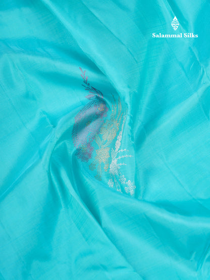 Beautiful Sapphire Blue Fancy Pure Kanjivaram Silk Saree With Contrast Pink Blouse