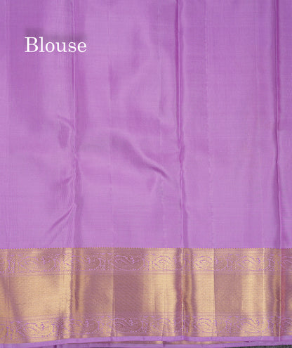 Beautiful Pink Bridal Pure Kanjivaram Silk Saree With Contrast Lavender Traditional Border