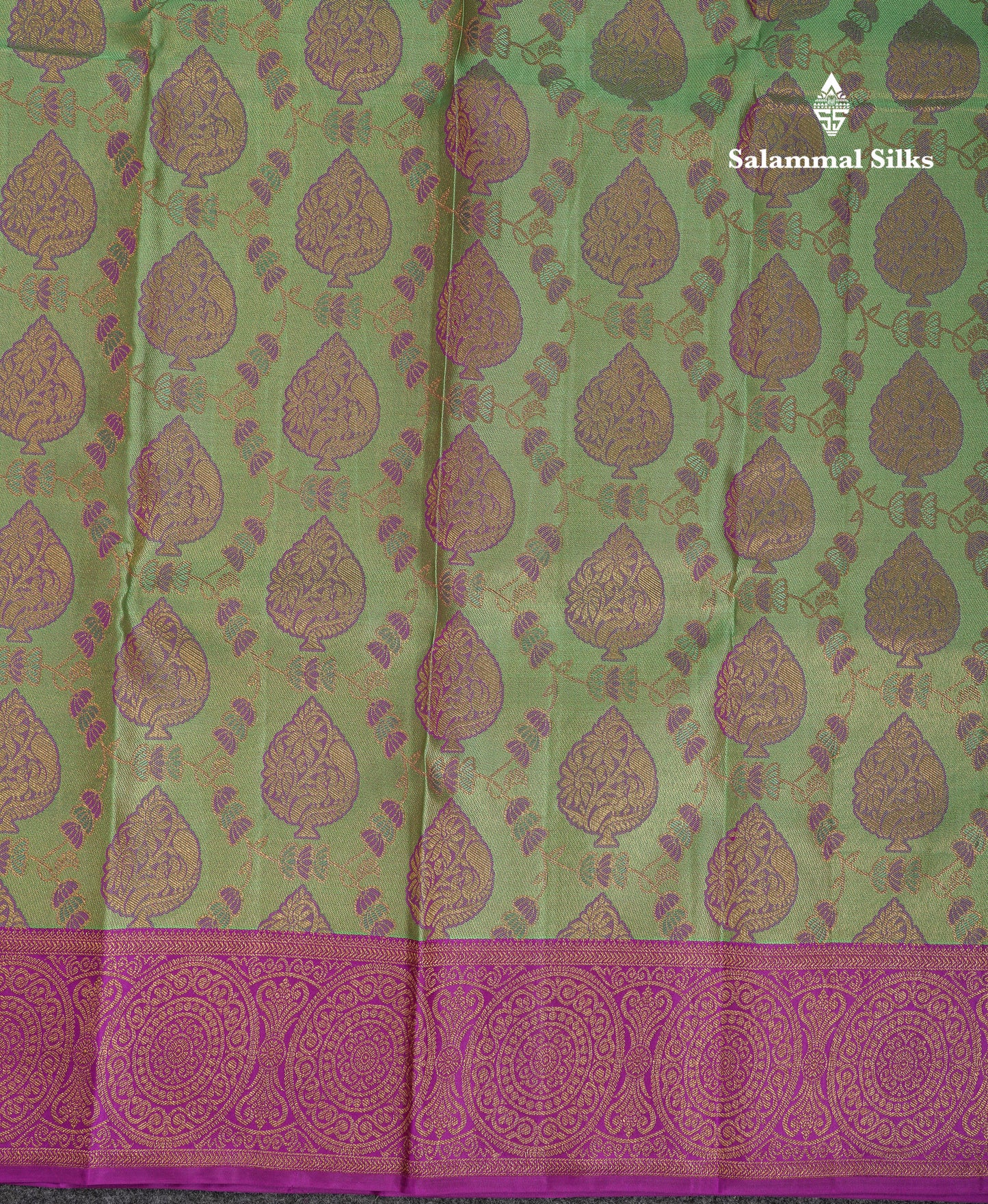 Beautiful Light Green Bridal Pure Kanjivaram Silk Saree With Contrast Vadamalli Traditional Border