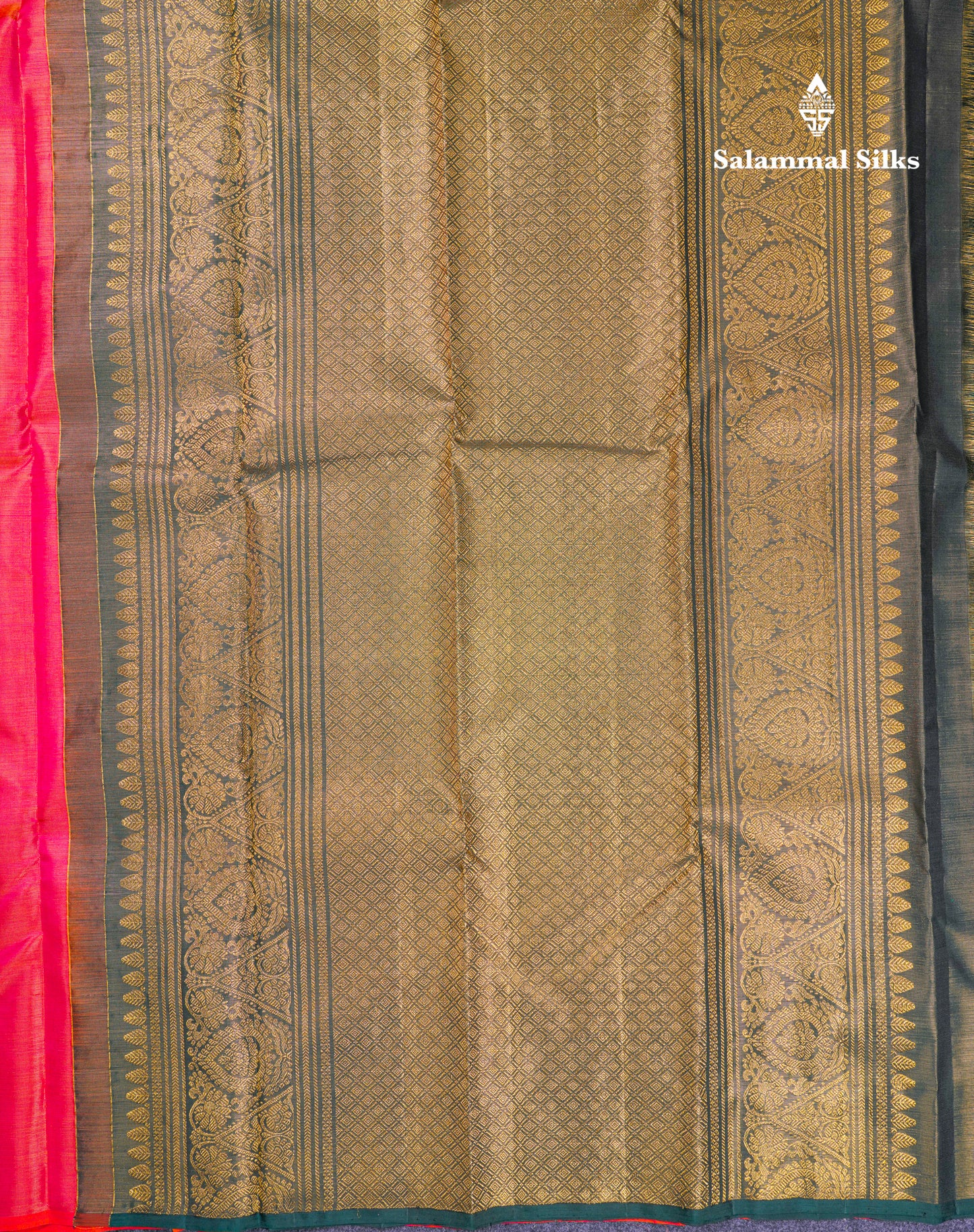 Beautiful Orange Vaira Oosi Menakari Work Fancy Pure Kanjivaram Silk Saree With Contrast Bottle Green Blouse