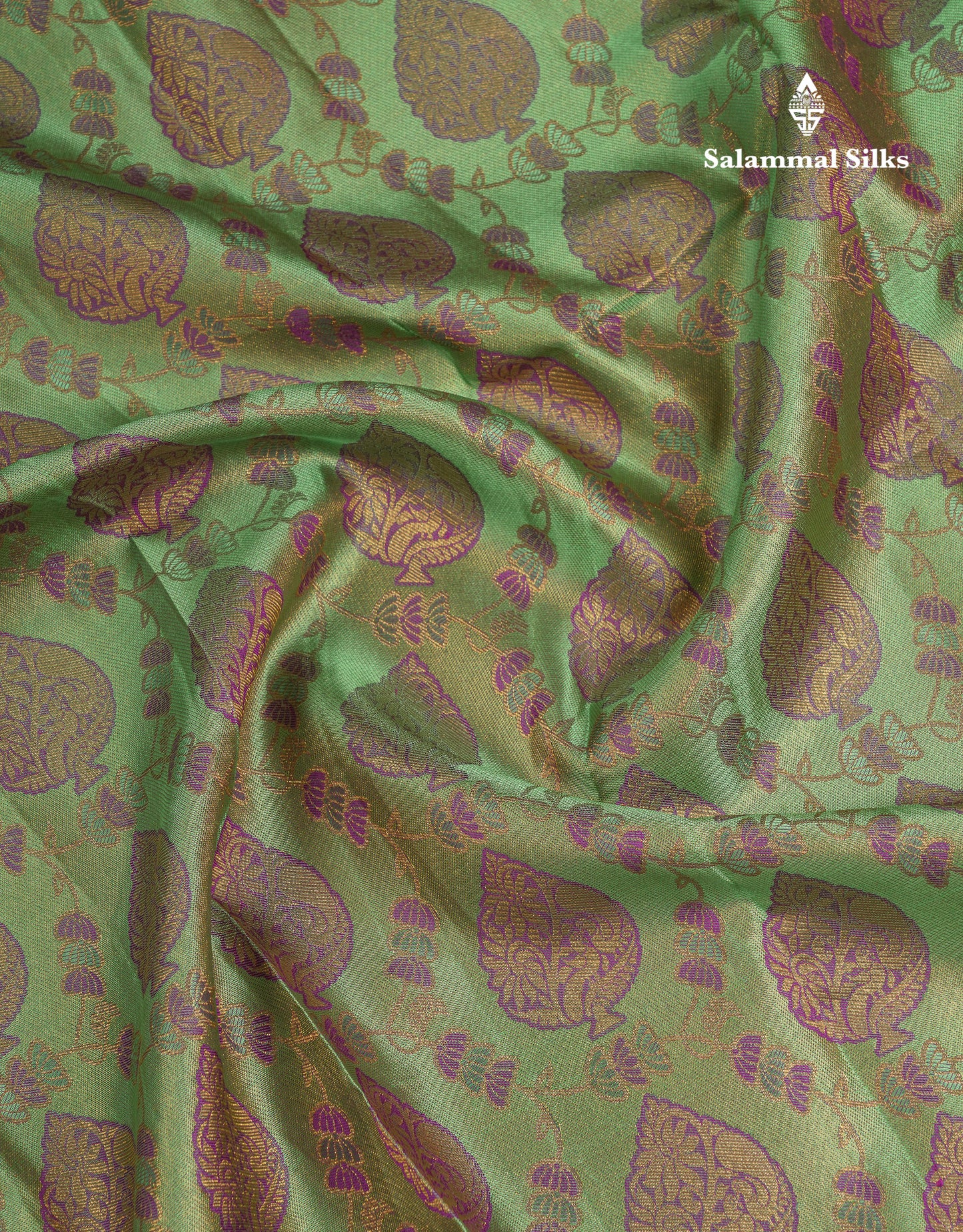 Beautiful Light Green Bridal Pure Kanjivaram Silk Saree With Contrast Vadamalli Traditional Border
