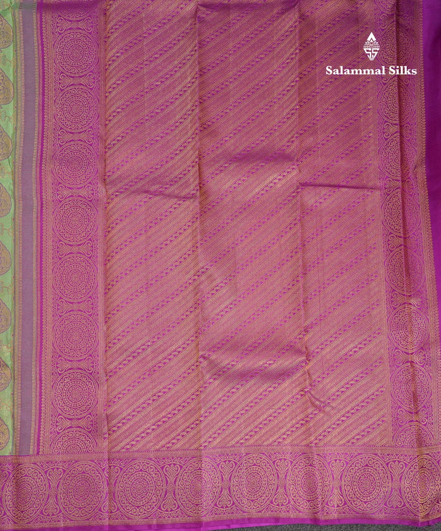 Beautiful Light Green Bridal Pure Kanjivaram Silk Saree With Contrast Vadamalli Traditional Border