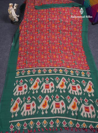 Mustard Yellow Semi Tussar Fancy Saree With Contrast Navy Blue Blouse