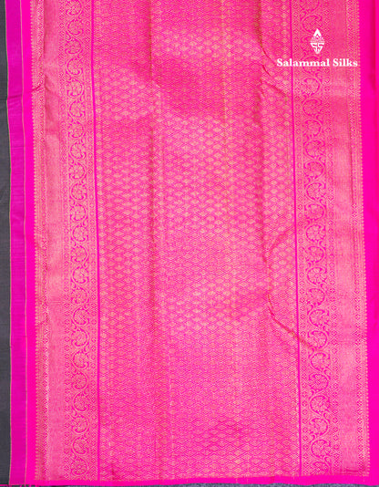 Beautiful Sapphire Blue Fancy Pure Kanjivaram Silk Saree With Contrast Pink Blouse