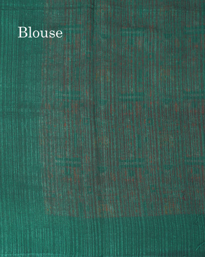 Mustard Yellow Semi Tussar Fancy Saree With Contrast Navy Blue Blouse