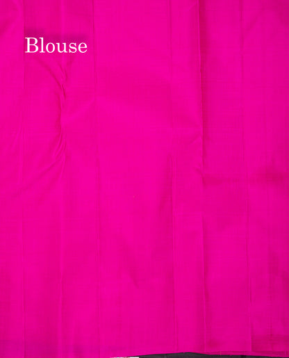 Beautiful Sapphire Blue Fancy Pure Kanjivaram Silk Saree With Contrast Pink Blouse