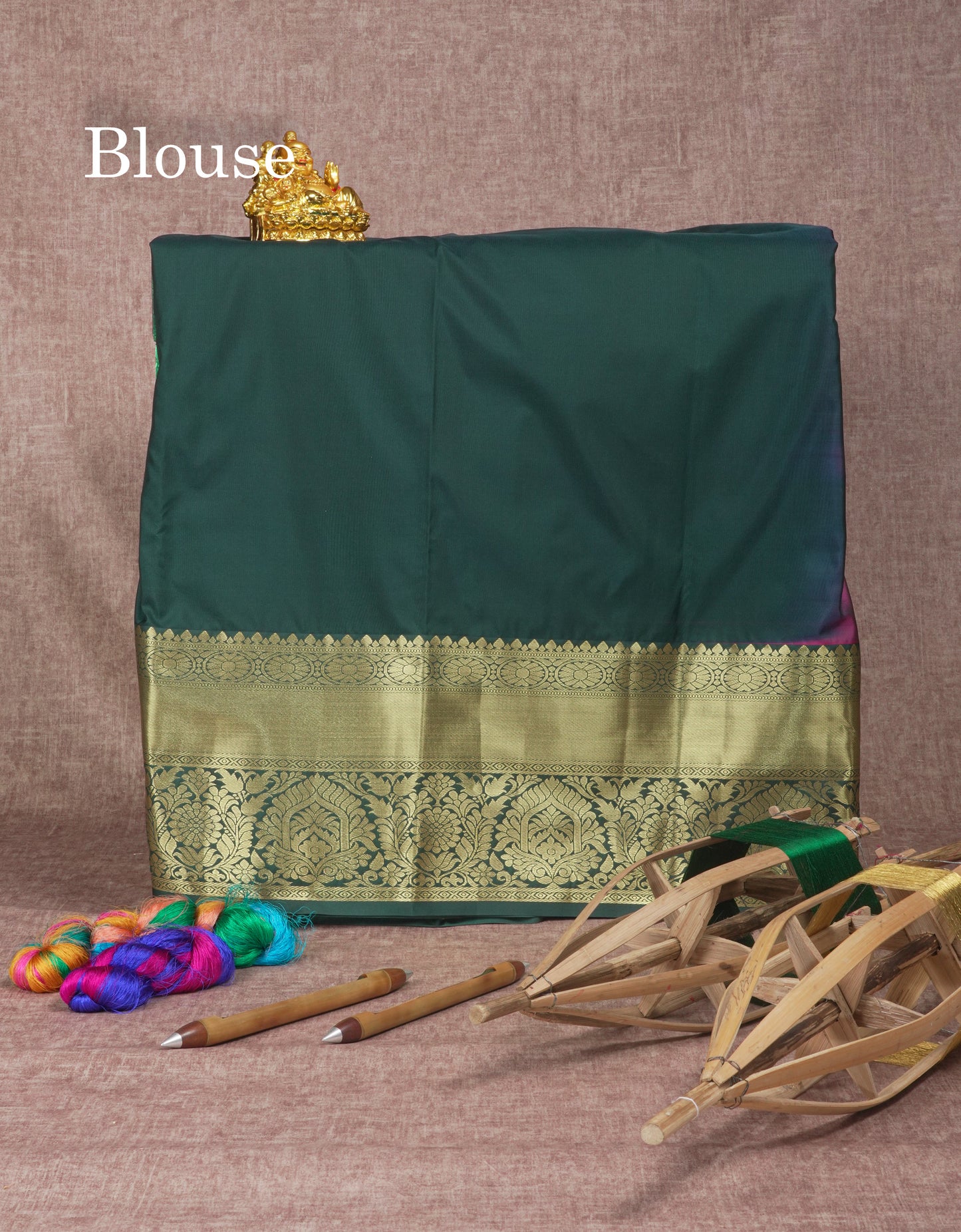 Semi Silk Pattu Pavadai (Magenta Pink) With Bottle Green Blouse 45 "