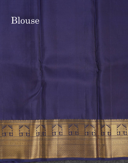 Beautiful Lemon Yellow Bridal Pure Kanjivaram Silk Saree With Contrast Navy Blue Traditional Border