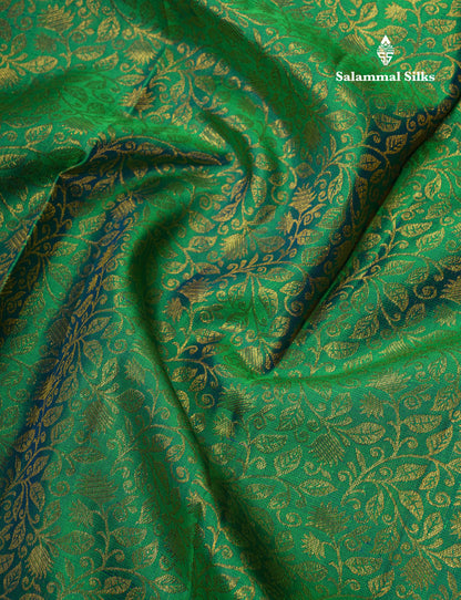 Peacock Green Wedding Pure Kanjivaram  Silk Saree With Magenta Magenta Border