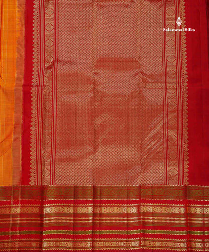 Pure Kanjivaram Silk Saree -Olive Green Colour Body Zari And Thread Stripe Lines With Contrast Maroon Traditional Evening Morning Border