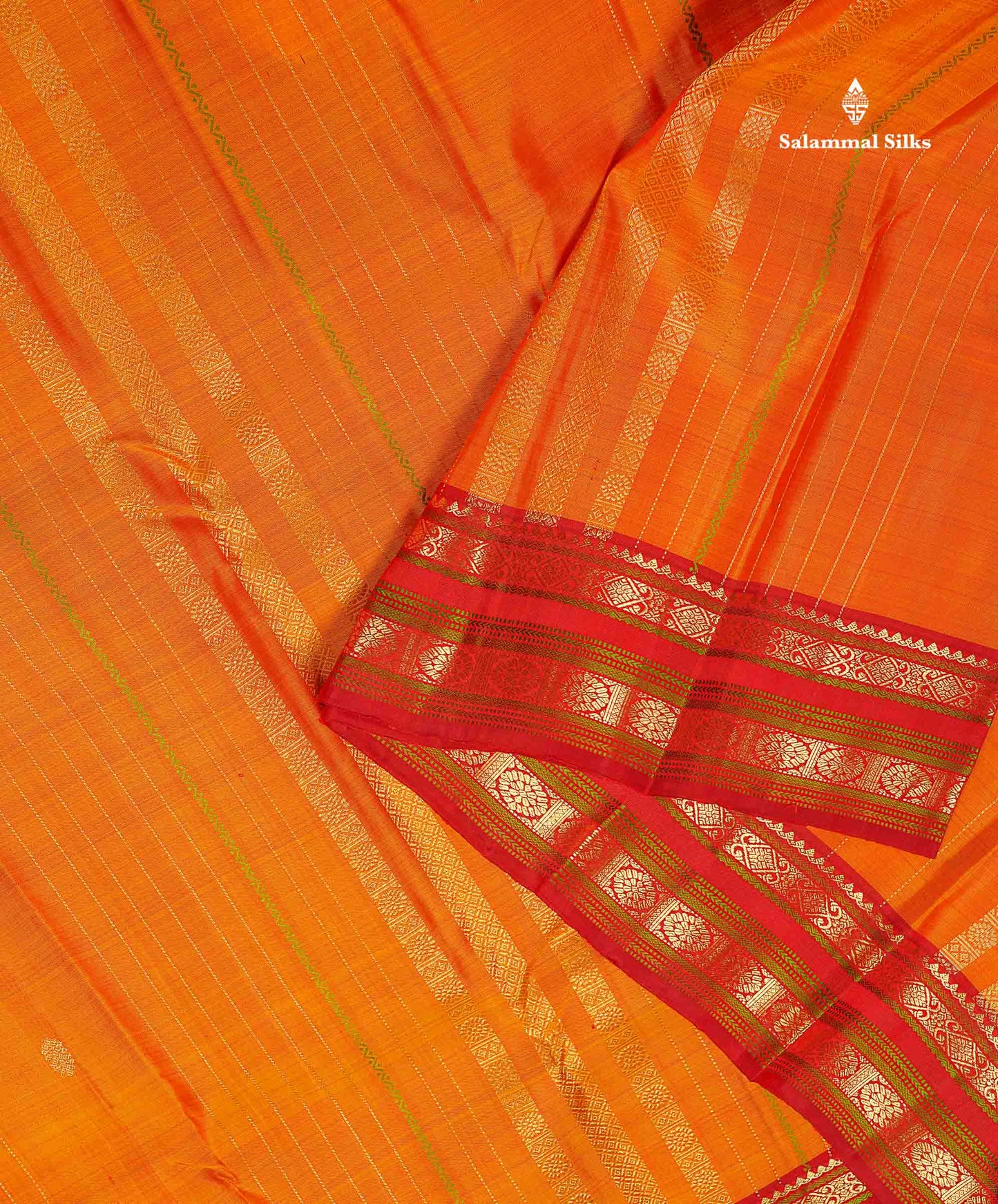 Pure Kanjivaram Silk Saree -Olive Green Colour Body Zari And Thread Stripe Lines With Contrast Maroon Traditional Evening Morning Border
