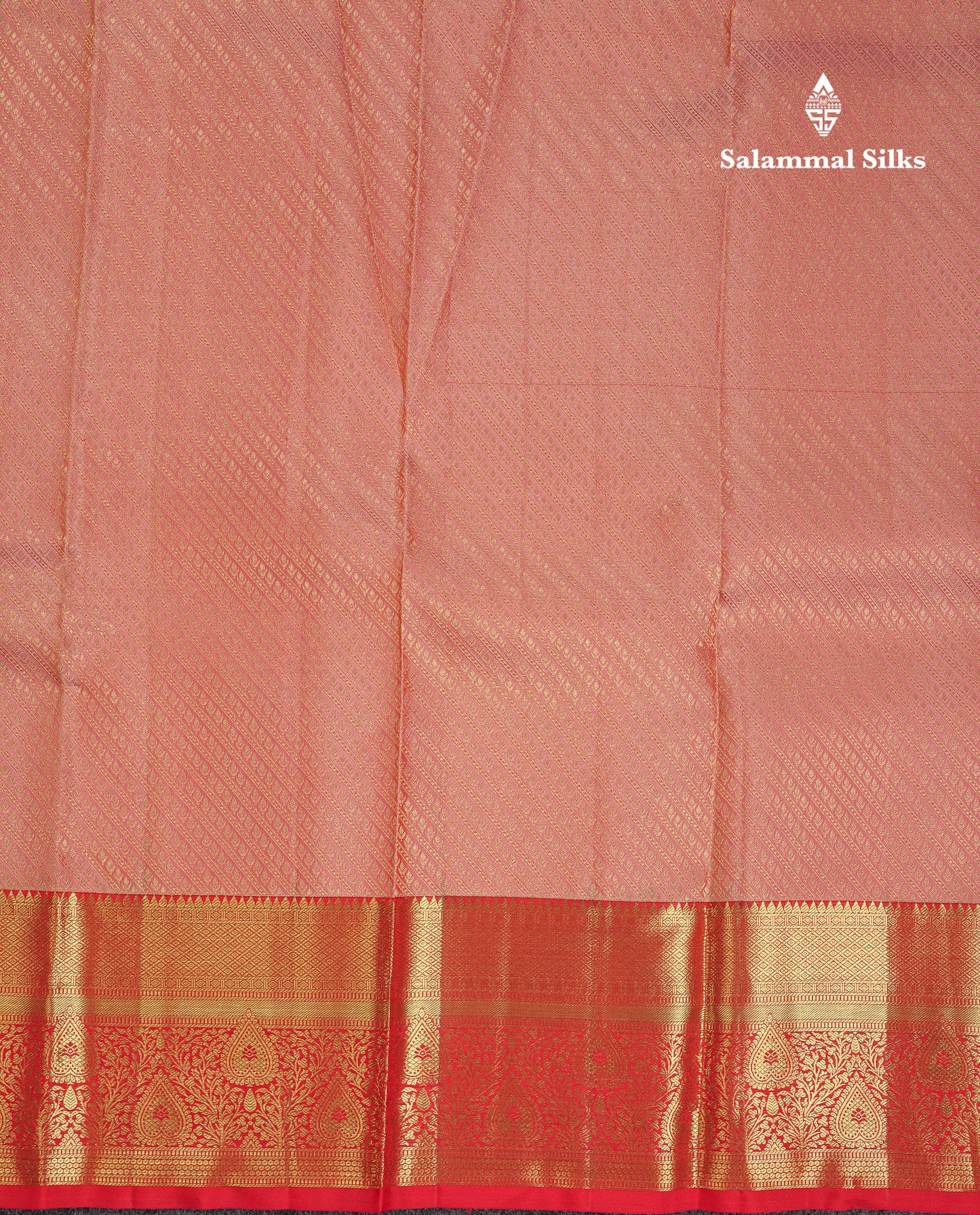 Beautiful Dark Peach Bridal Pure Kanjivaram Silk Saree With Contrast Chilly Red Traditional Border