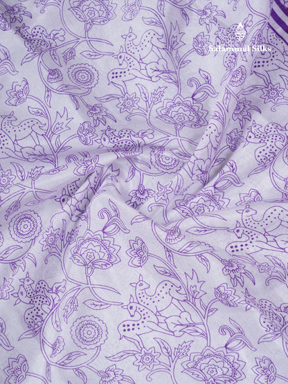 Beautiful White Printed Mahu Silk Fancy Saree With Contrast Chilly Red Border