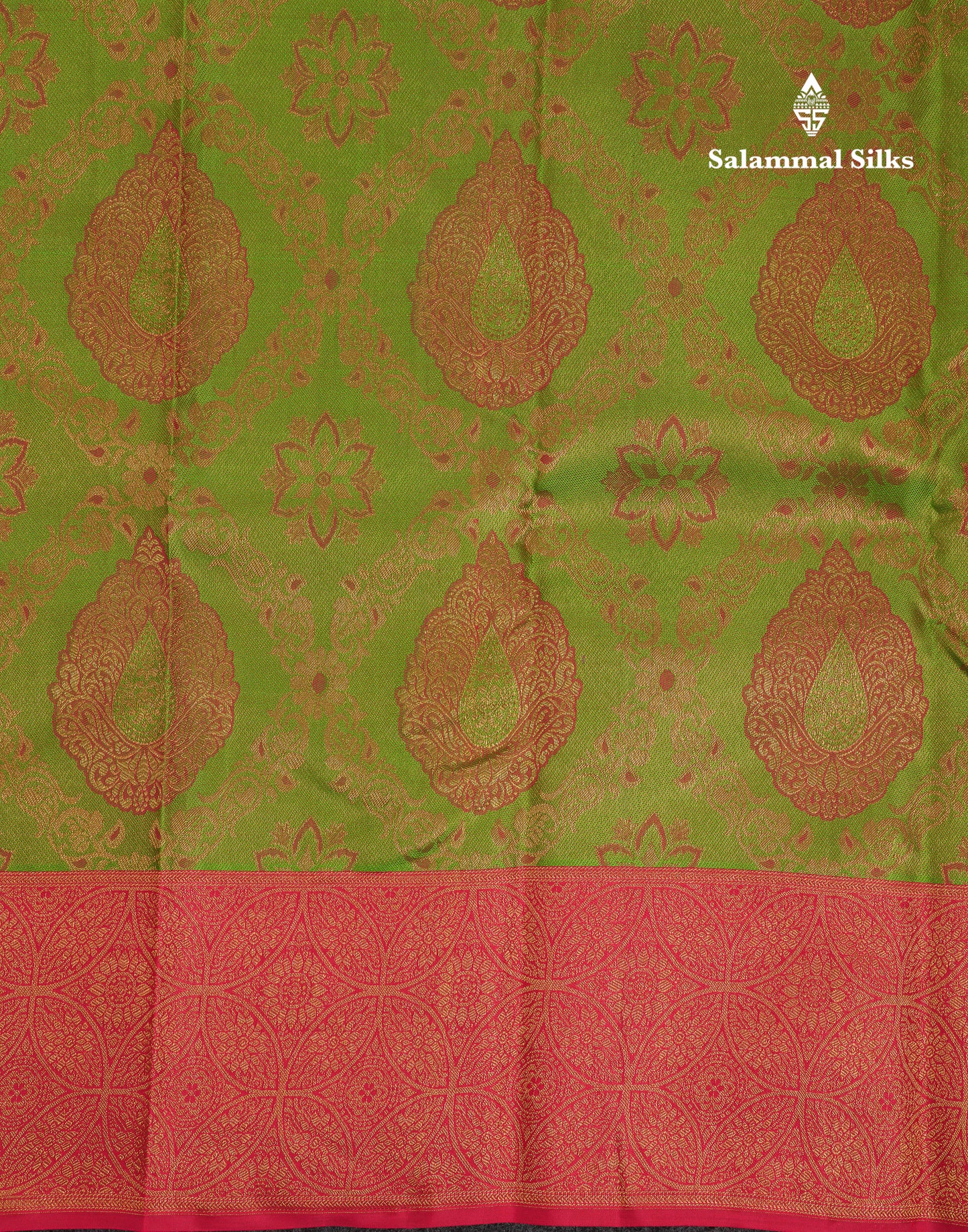 Beautiful Green Bridal Pure Kanjivaram Silk Saree With Contrast Pink Traditional Border