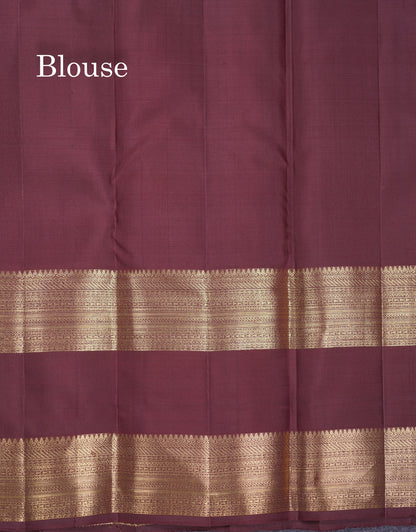 Beautiful Rust Orange Pure Kanjivaram Silk Saree With Contrast Brown Rettapet Traditional Border