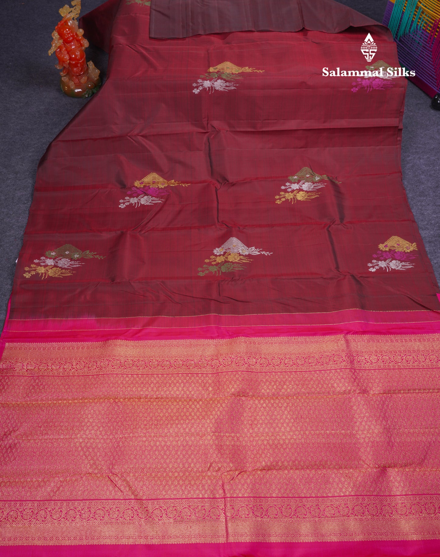 Beautiful Sapphire Blue Fancy Pure Kanjivaram Silk Saree With Contrast Pink Blouse