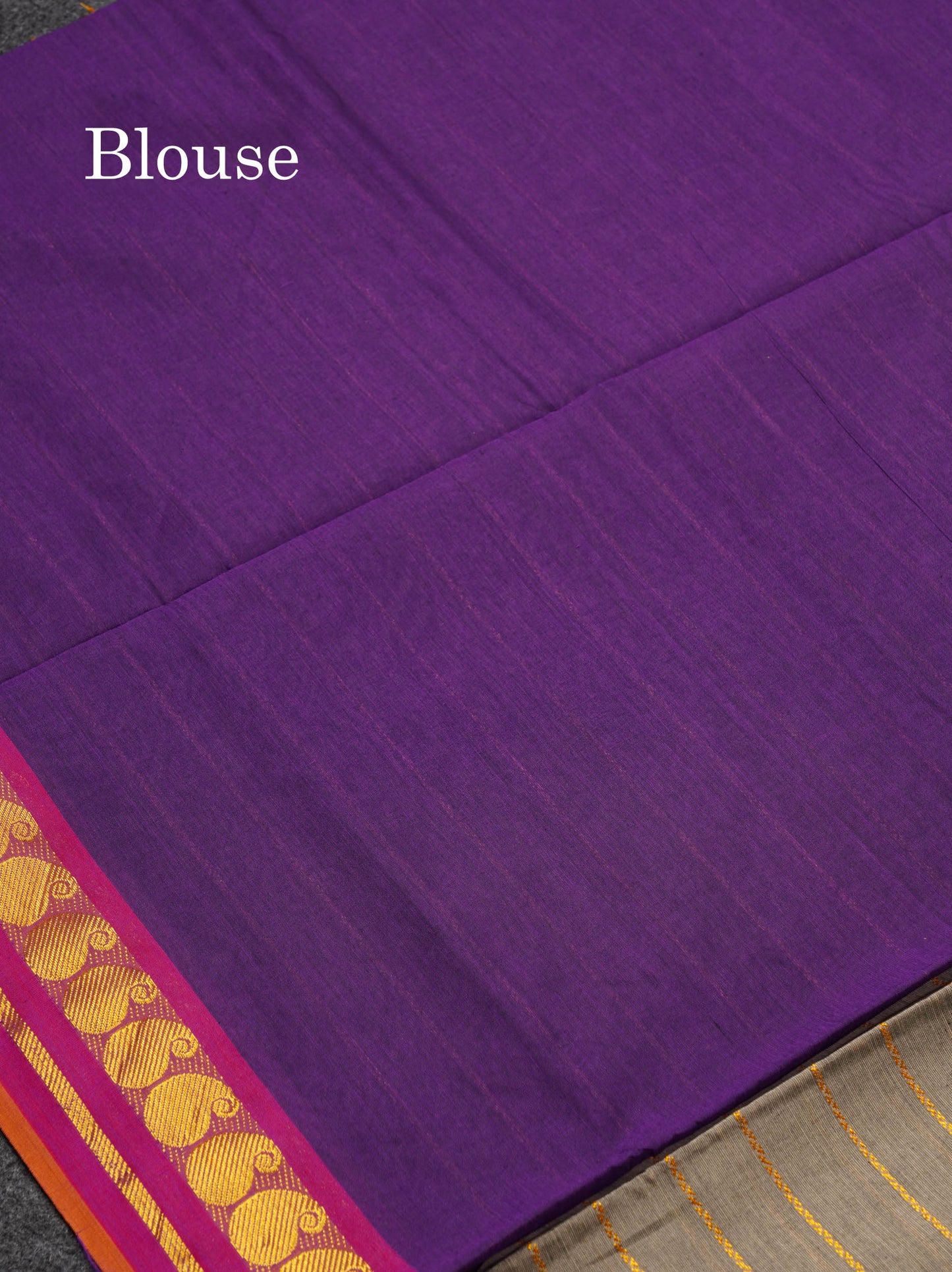 Beautiful Grey Zari Lines Semi Silk Cotton Saree With Pink Border