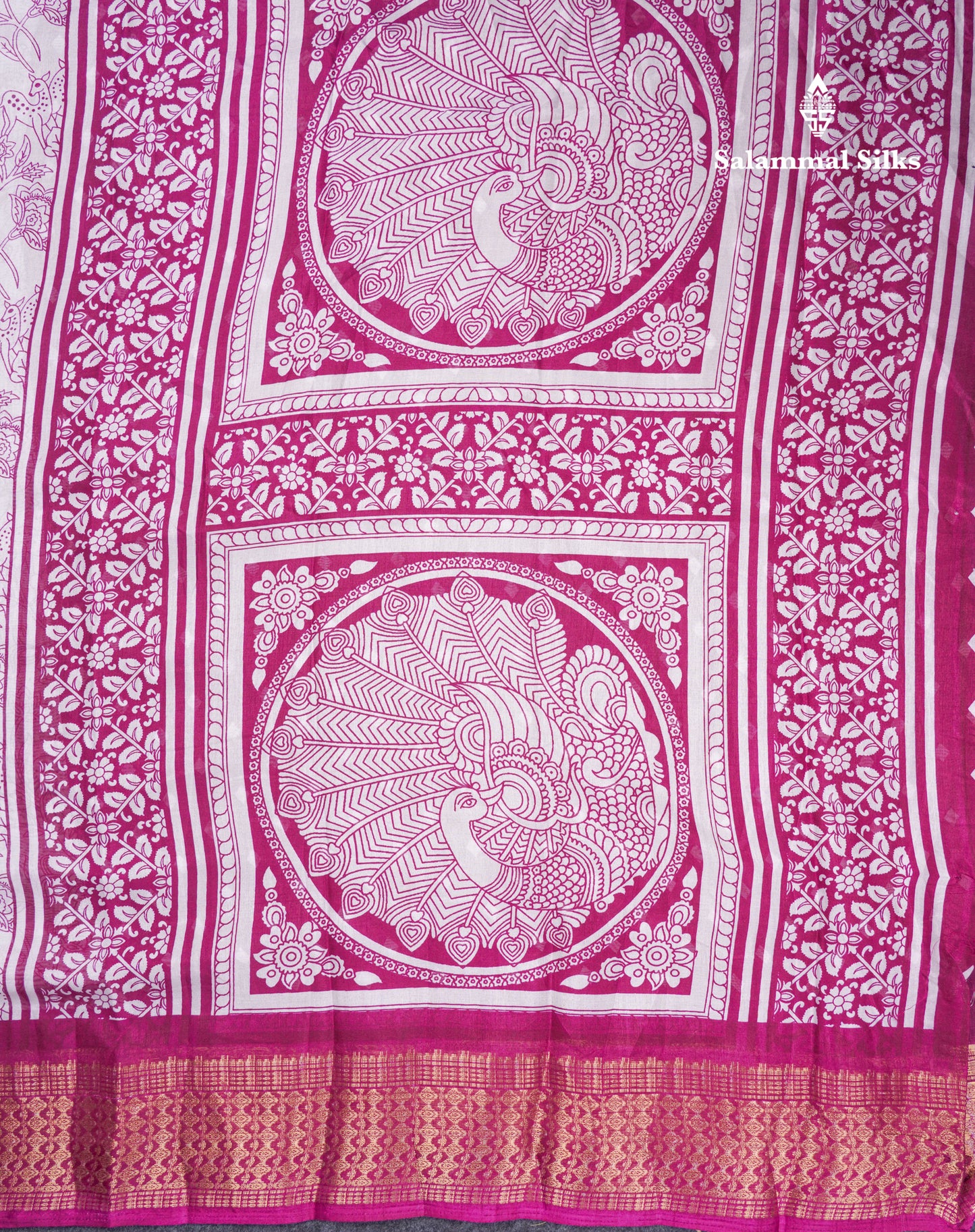 Beautiful White Printed Mahu Silk Fancy Saree With Contrast Chilly Red Border