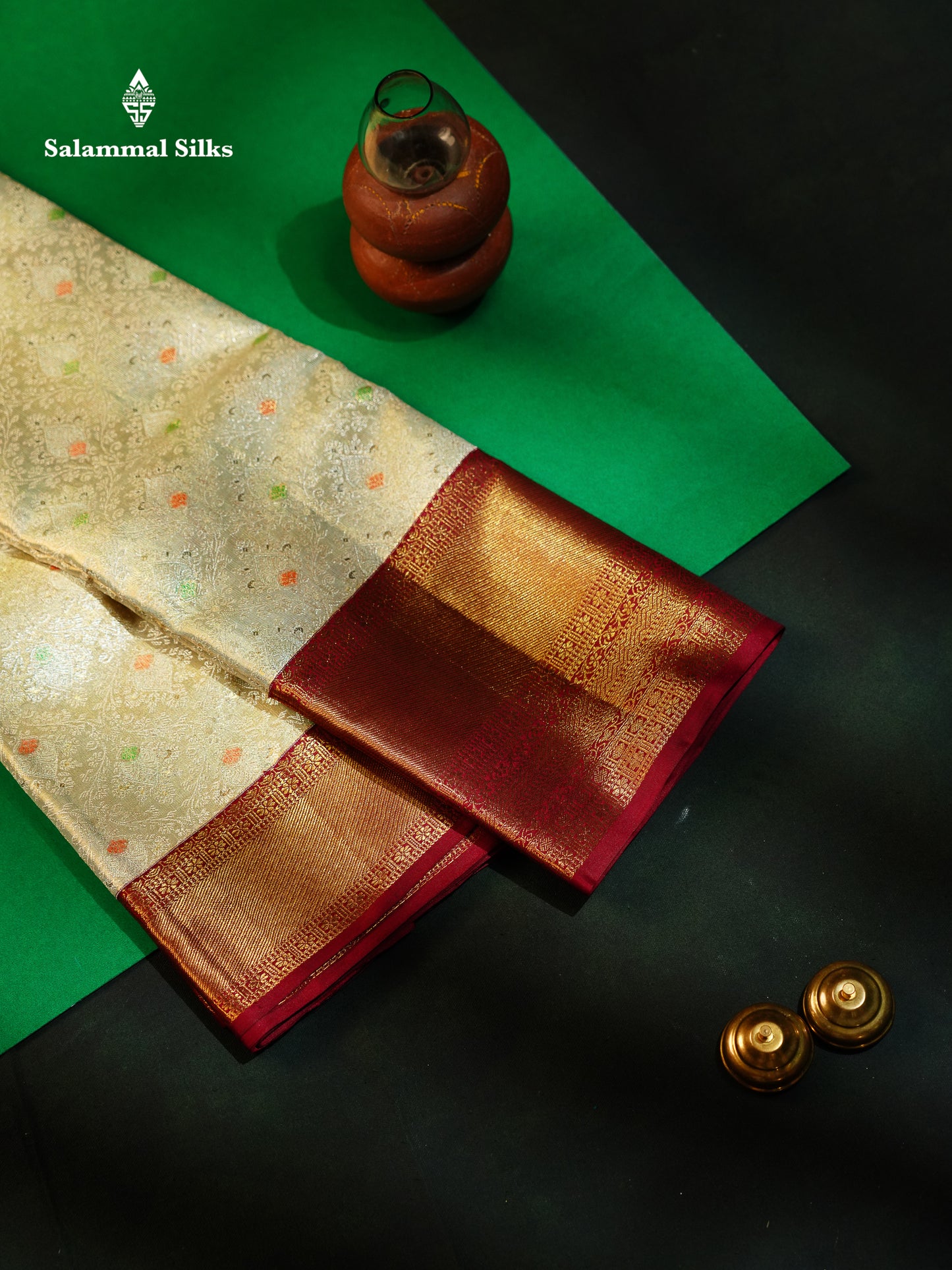 Beautiful Light Rexona Tissue Menakari Work Bridal 2G Pure Kanjivaram Silk Saree With Contrast Dark Maroon Traditional Border