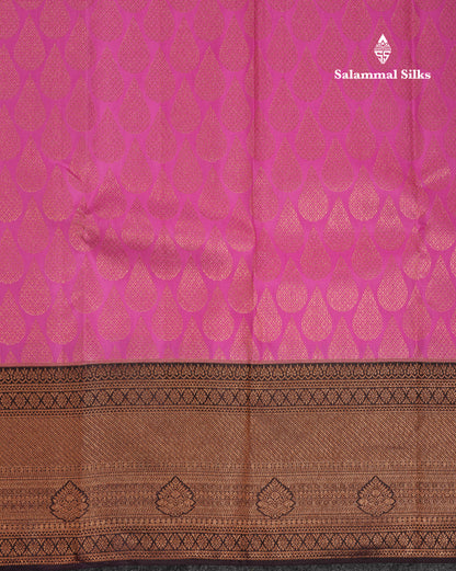 Beautiful Pink Bridal Pure Kanjivaram Silk Saree With Contrast Black Traditional Border
