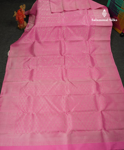 Beautiful Pink Bridal Pure Kanjivaram Silk Saree With Traditional Border