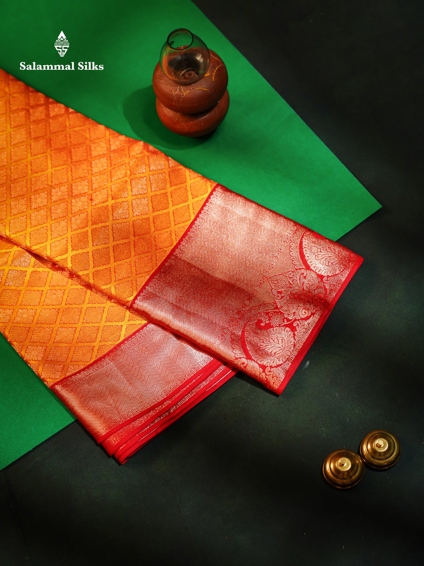 Kanjivaram Mustard Yellow Pure Silk Jacquard Saree With Red Blouse