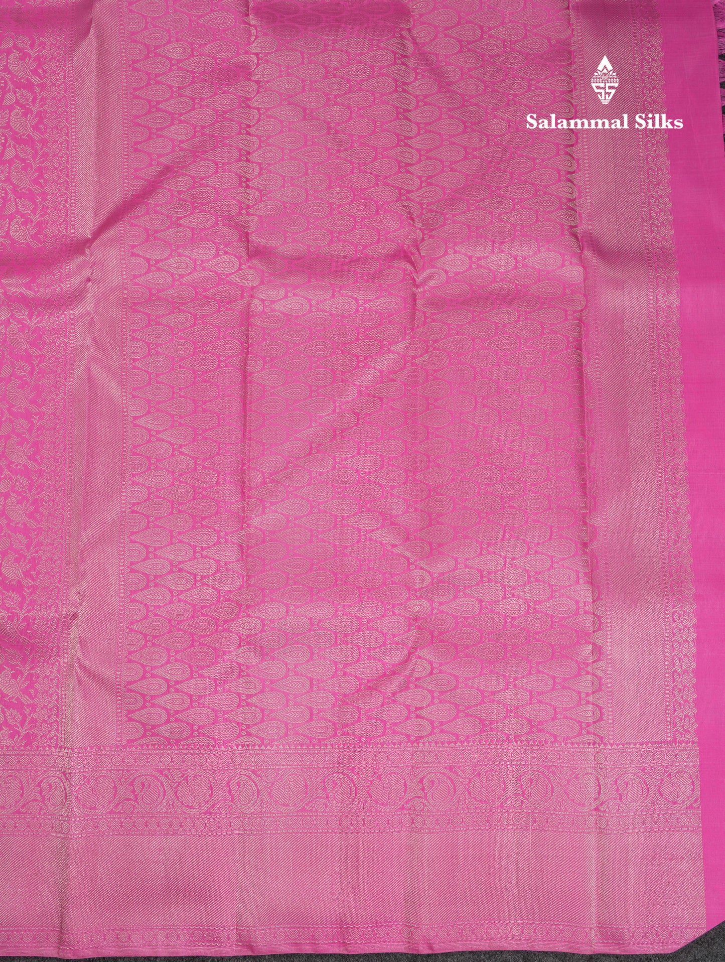 Beautiful Pink Bridal Pure Kanjivaram Silk Saree With Traditional Border