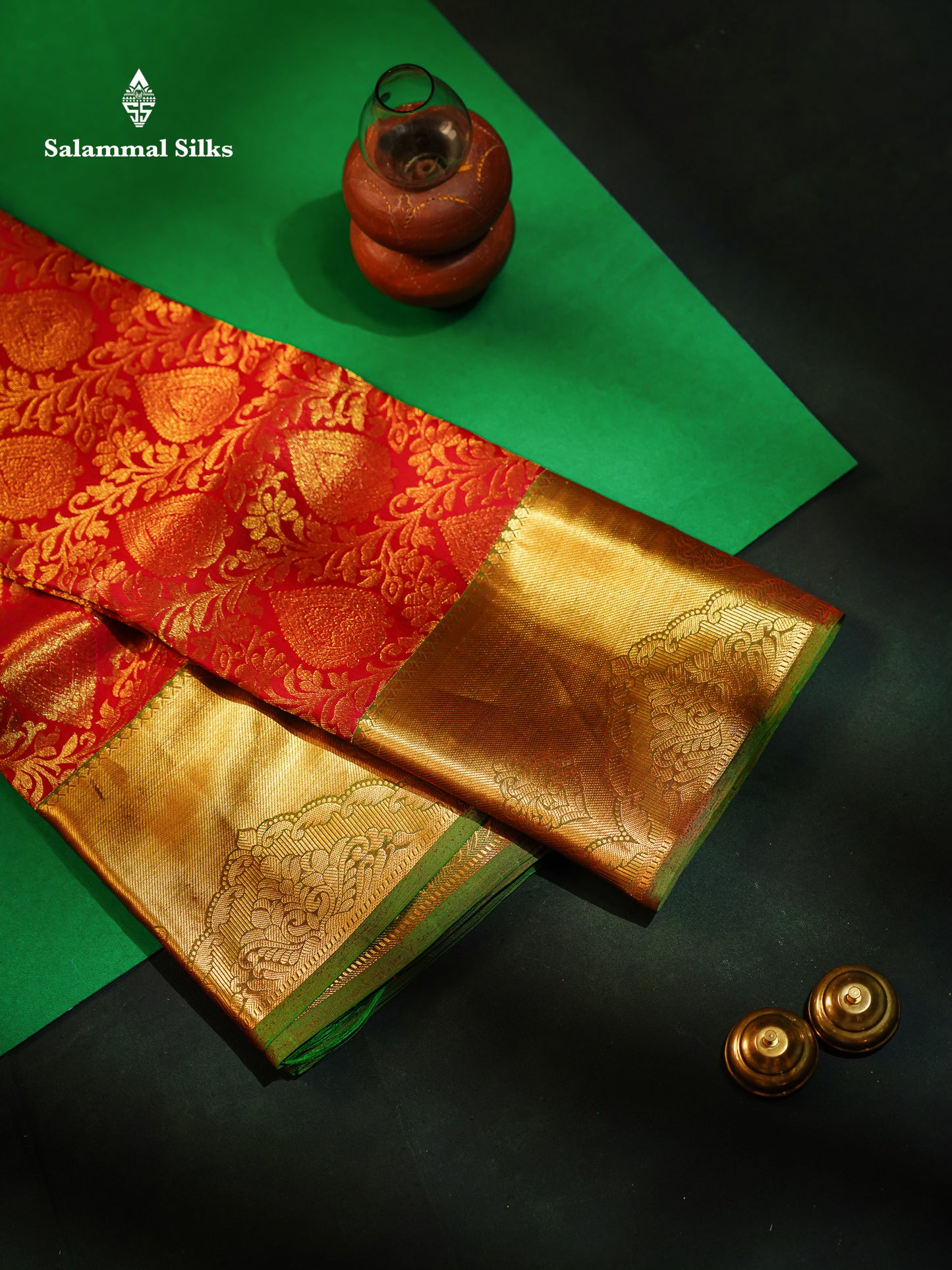 Maroon Bridal Pure Kanjivaram Silk Saree With Contrast Green Blouse