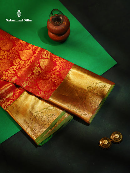 Maroon Bridal Pure Kanjivaram Silk Saree With Contrast Green Blouse