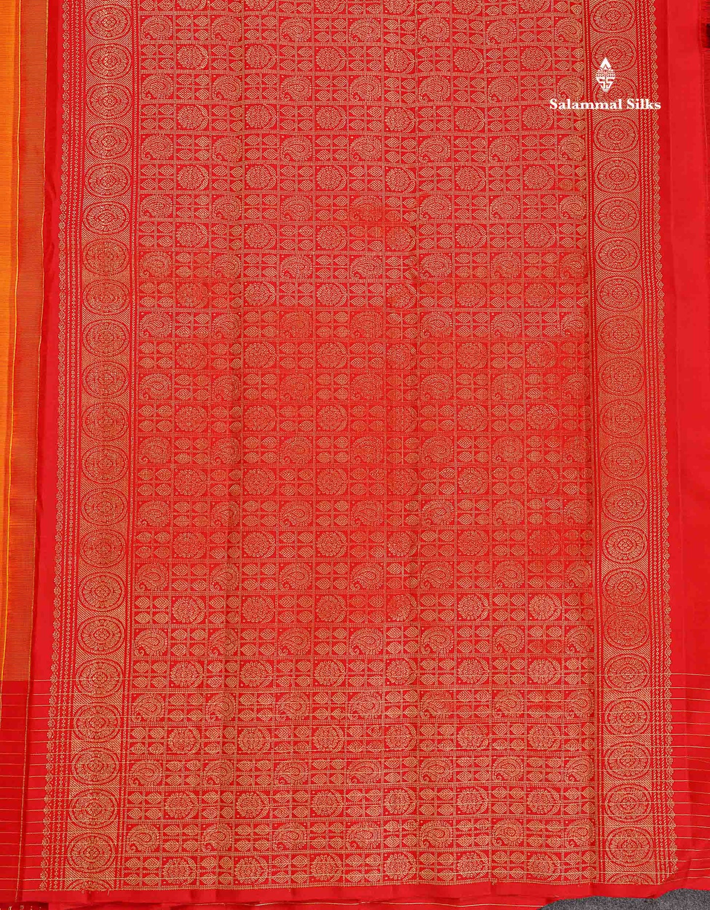 Pure Kanjivaram Silk Saree - Mango Yellow Colour Body stripes With Contrast Red Fancy Border