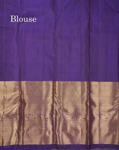 Beautiful Rust Orange Pure Kanjivaram Silk Saree With Contrast Navy Blue Traditional Evening Morning Border