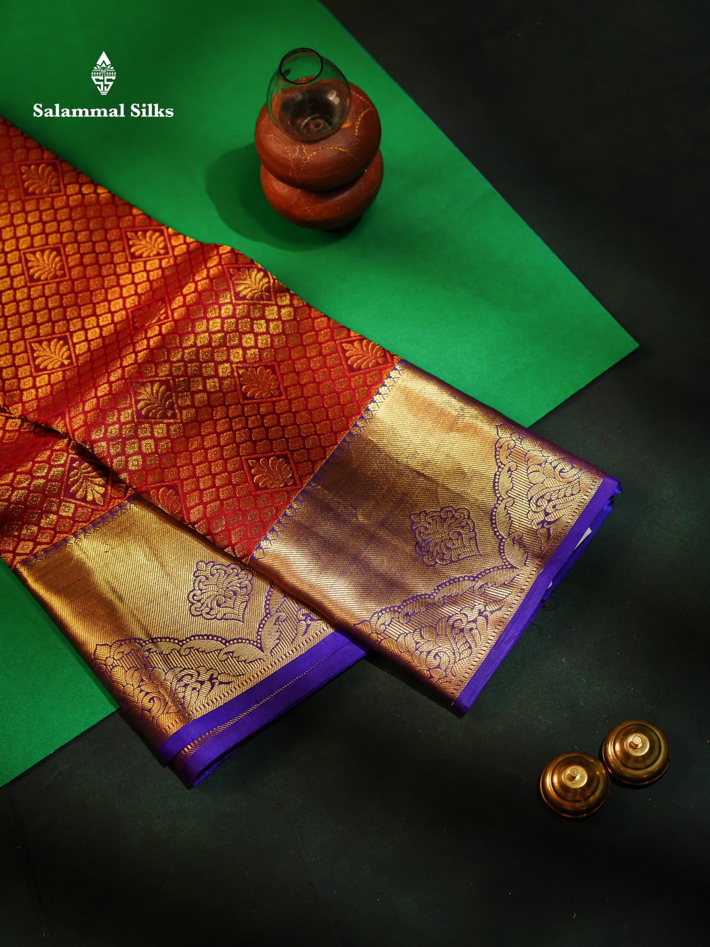 Beautiful Maroon Bridal Pure Kanjivaram Silk Saree With Contrast Violet Traditinal Border