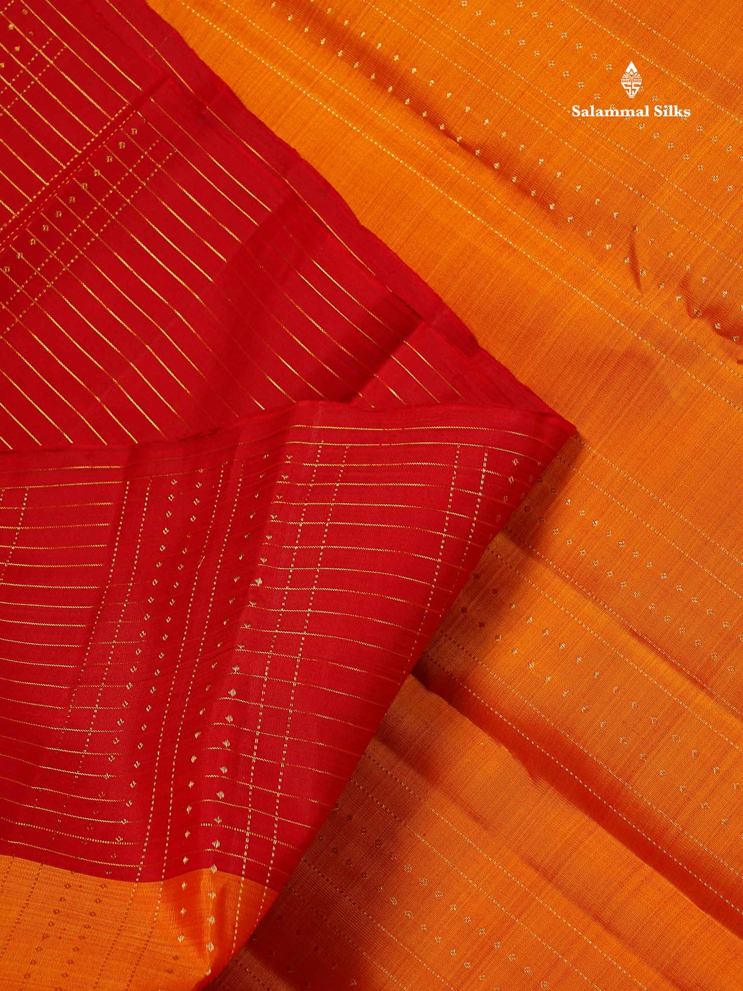 Pure Kanjivaram Silk Saree - Mango Yellow Colour Body stripes With Contrast Red Fancy Border