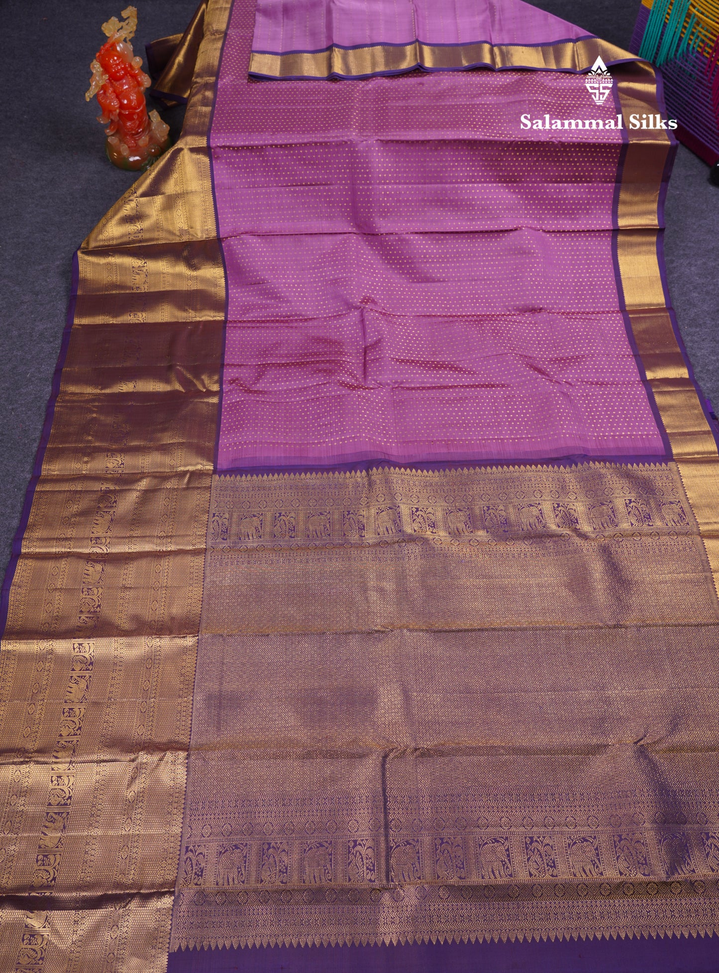 Beautiful Rust Orange Pure Kanjivaram Silk Saree With Contrast Navy Blue Traditional Evening Morning Border