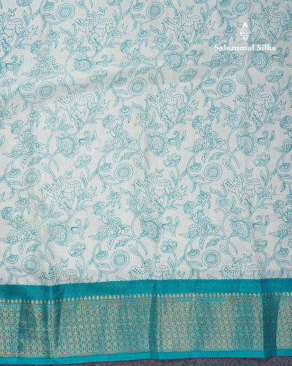 Beautiful White Printed Mahu Silk Fancy Saree With Contrast Chilly Red Border