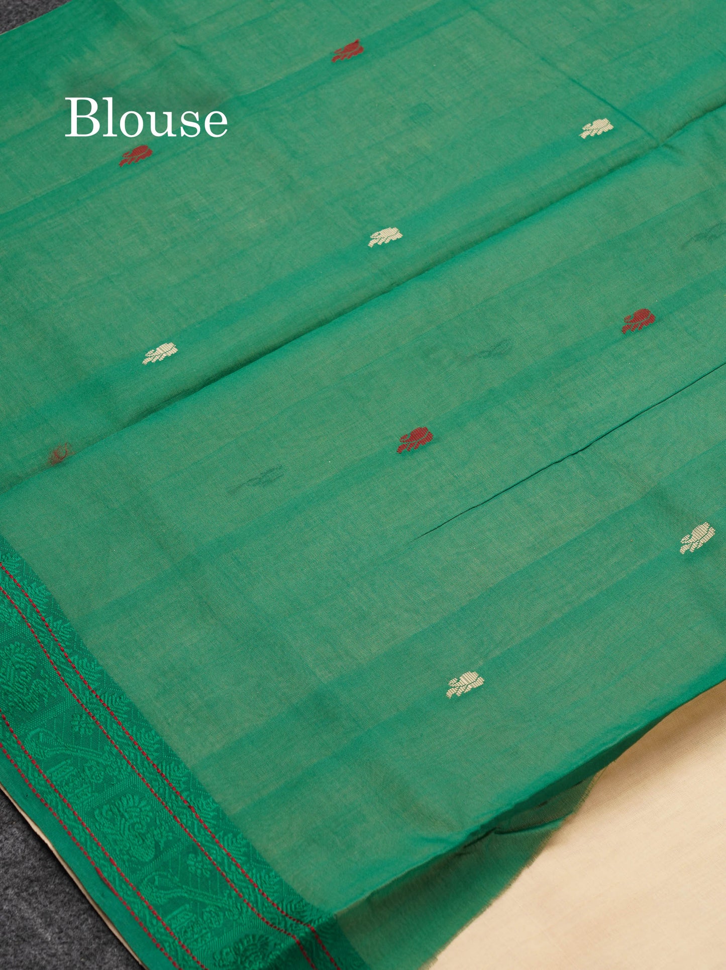 Beautiful Sandal Thread Buttas Handloom Semi Silk Cotton Saree With Maroon Traditional Thread Border