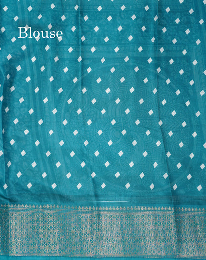 Beautiful White Printed Mahu Silk Fancy Saree With Contrast Chilly Red Border