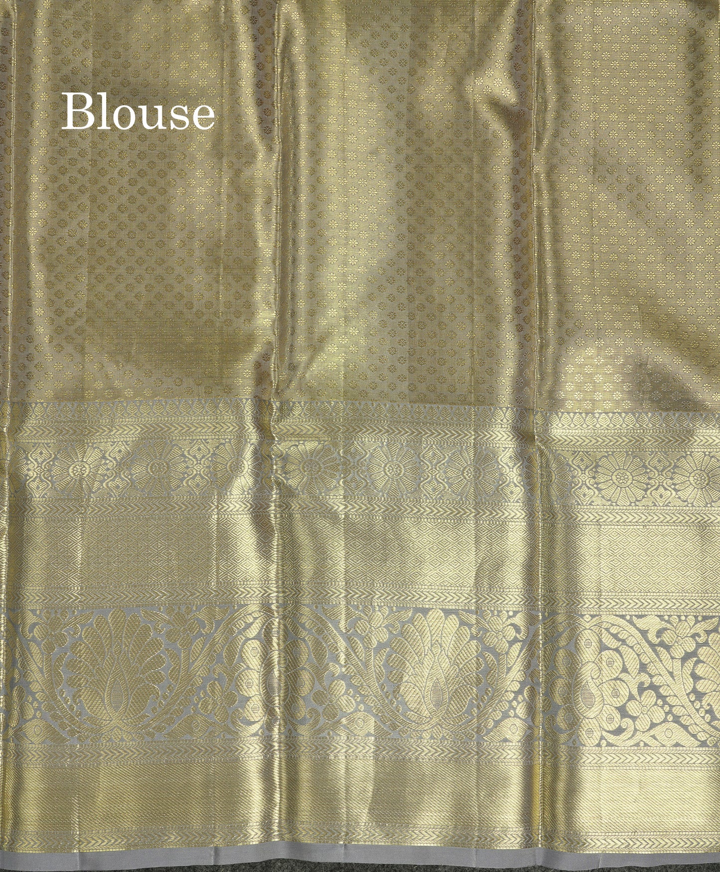 Beautiful Gold Tissue Bridal Pure Kanjivaram Silk Saree With Contrast Light Grey Traditional Evening Morning Border