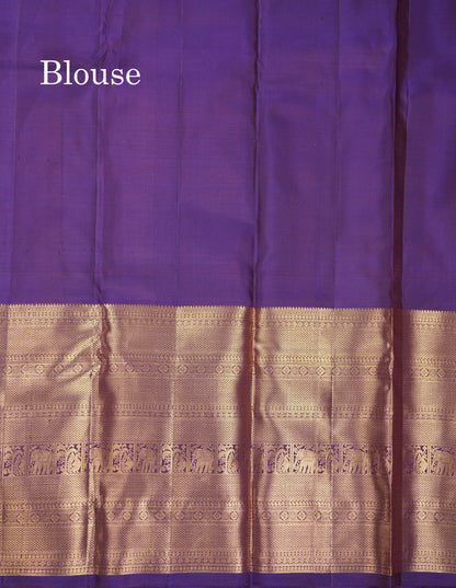 Beautiful Rust Orange Pure Kanjivaram Silk Saree With Contrast Navy Blue Traditional Evening Morning Border