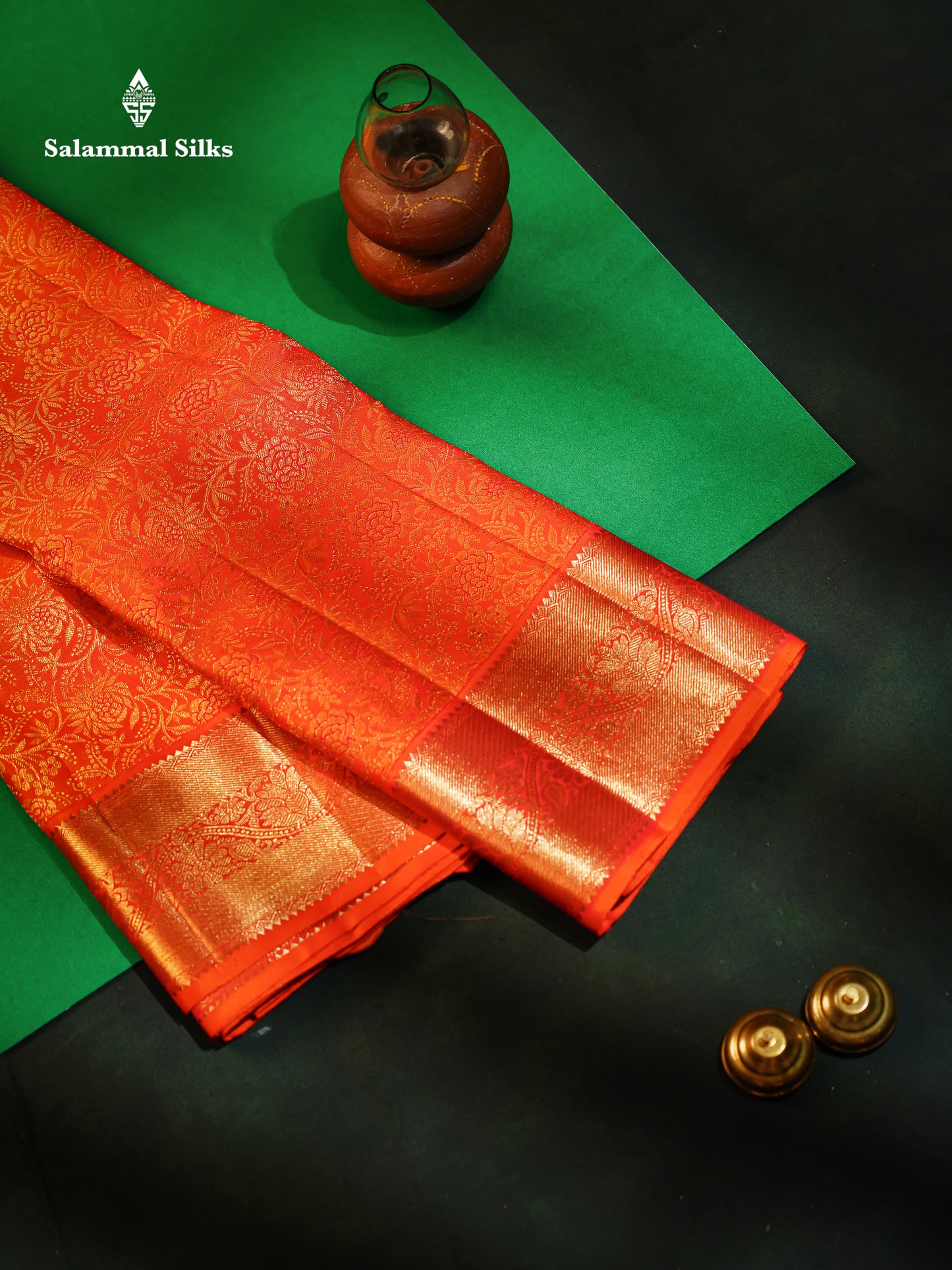 Pinkish Orange Beautiful Bridal 2G Zari Pure Kanjivaram Silk Saree With Self Border