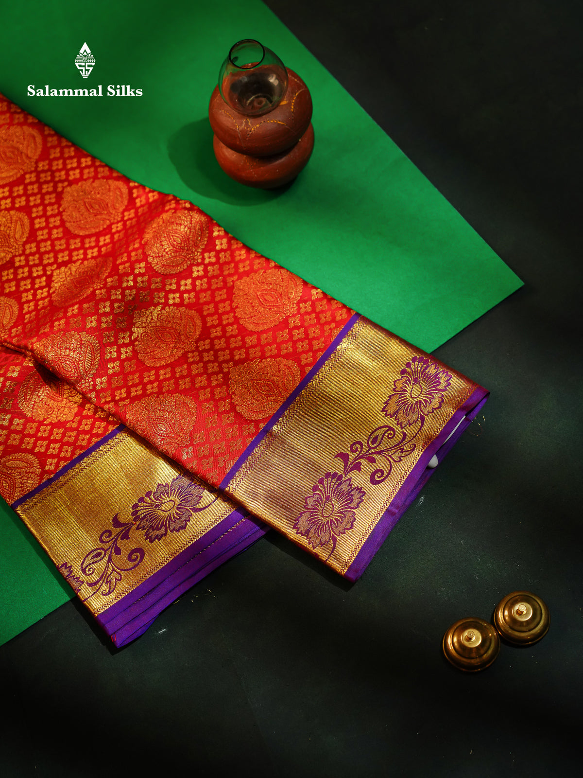 Kanjivaram Maroon Pure Silk Saree With Violet  Blouse