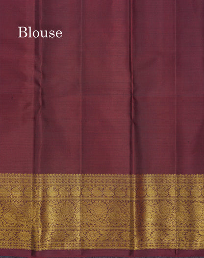 Korvai Beautiful Pink Tissue Bridal Pure Kanjivaram Silk Saree With Contrast Dark Wine Traditional Border